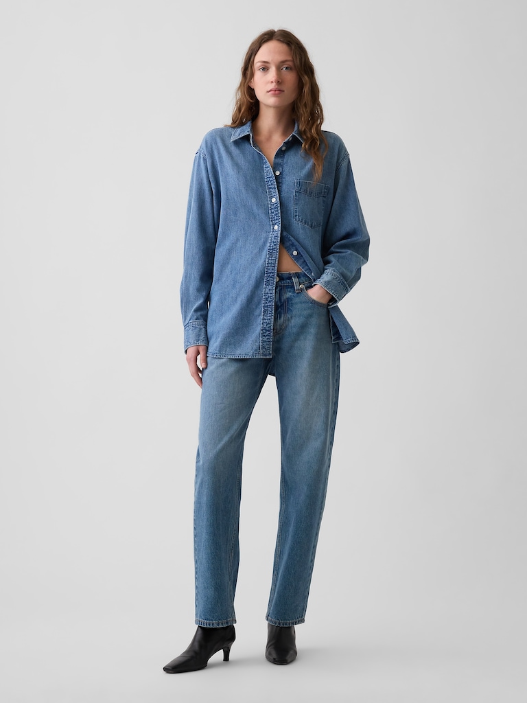 Mid Rise Straight Taper Jeans