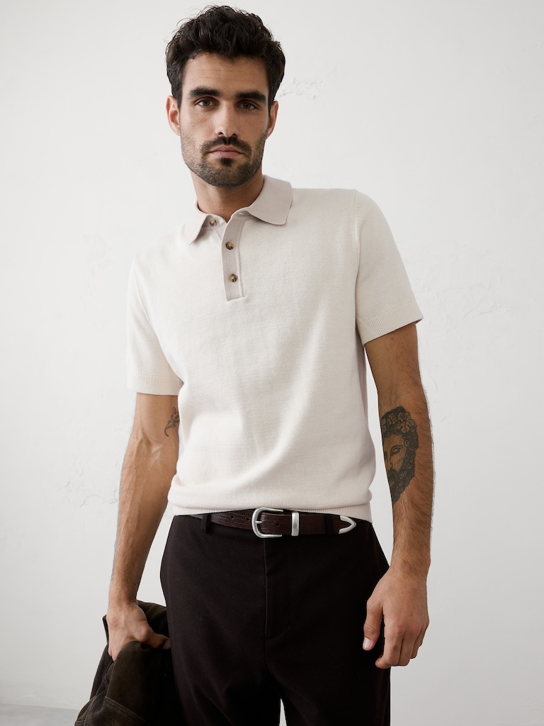 Contrast-Placket Sweater Polo