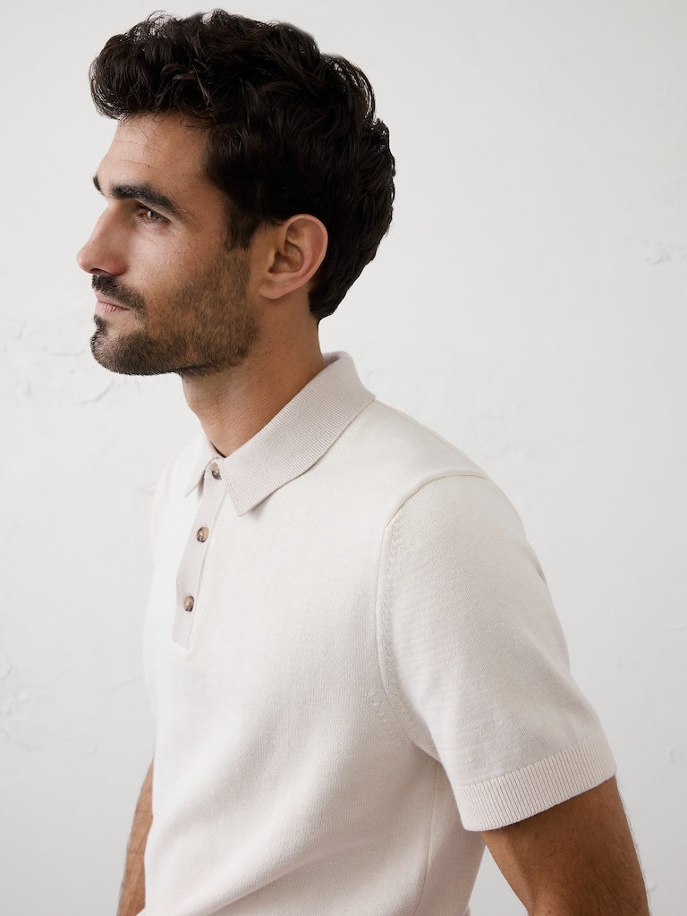 Contrast-Placket Sweater Polo