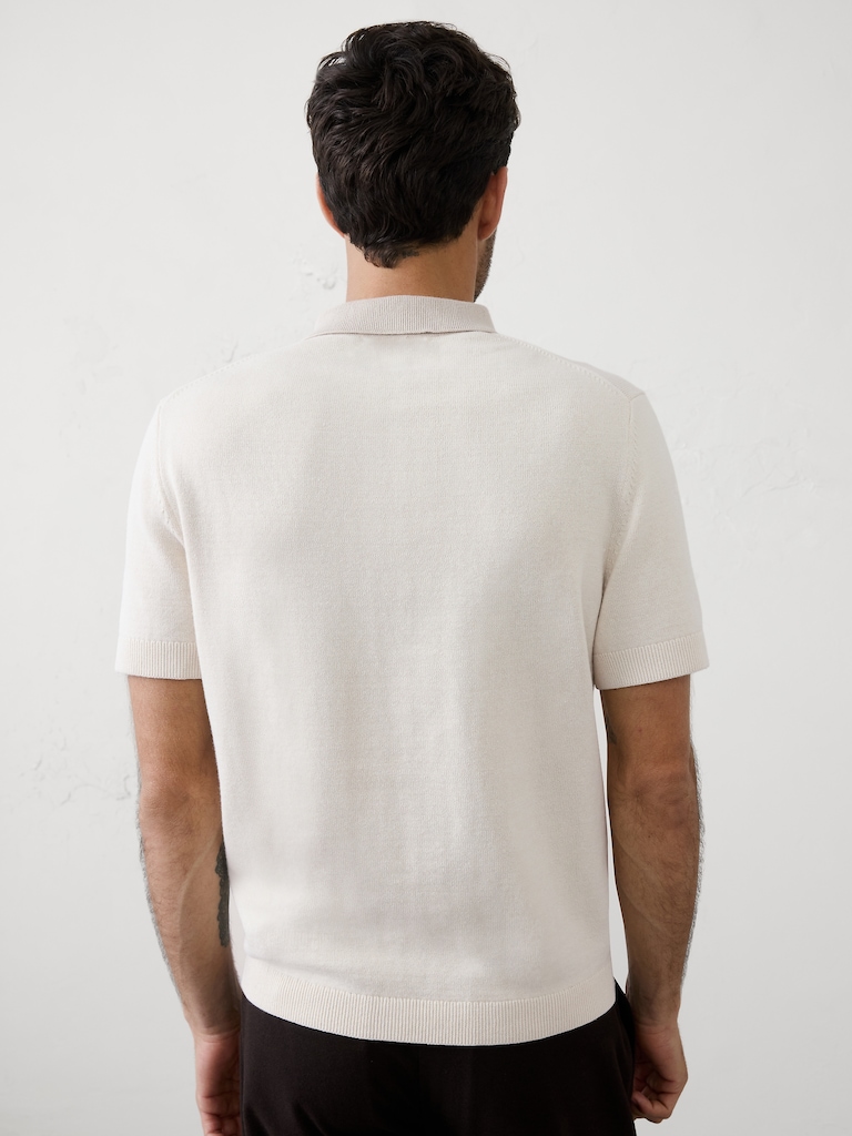 Contrast-Placket Sweater Polo