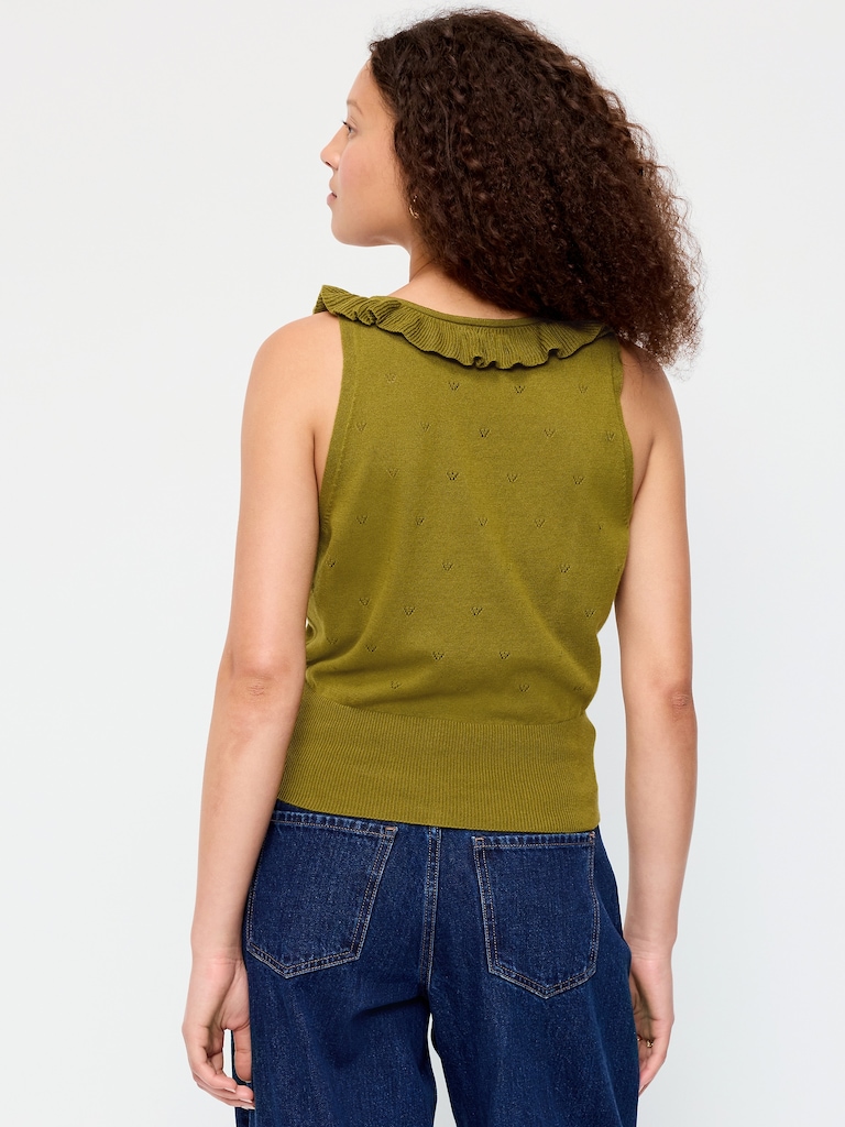 SoSoft Cotton Tie-Front Pointelle Tank Top