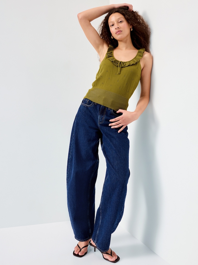 SoSoft Cotton Tie-Front Pointelle Tank Top