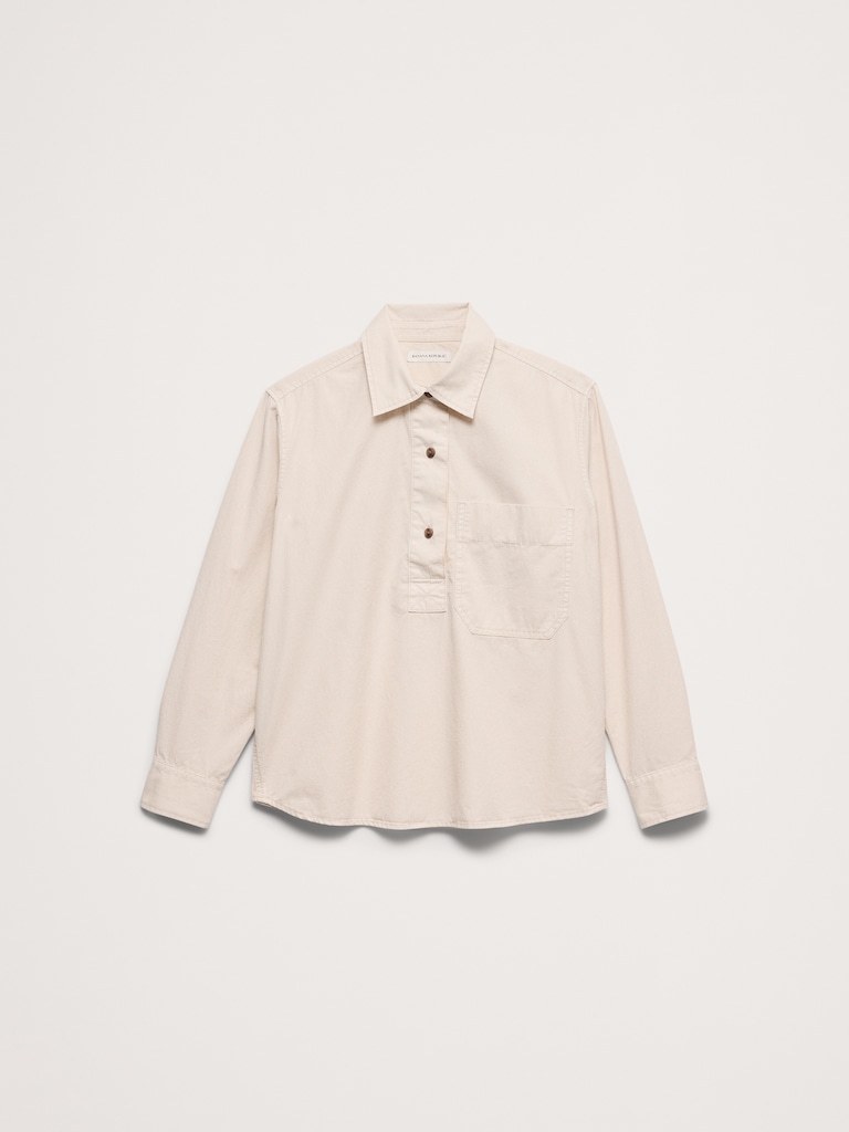 Relaxed Cotton-Twill Popover Shirt