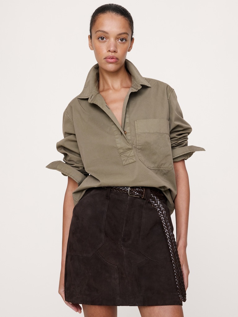 Relaxed Cotton-Twill Popover Shirt