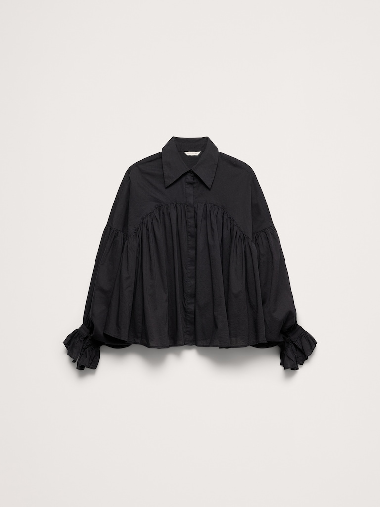 Cotton Balloon-Sleeve Shirt