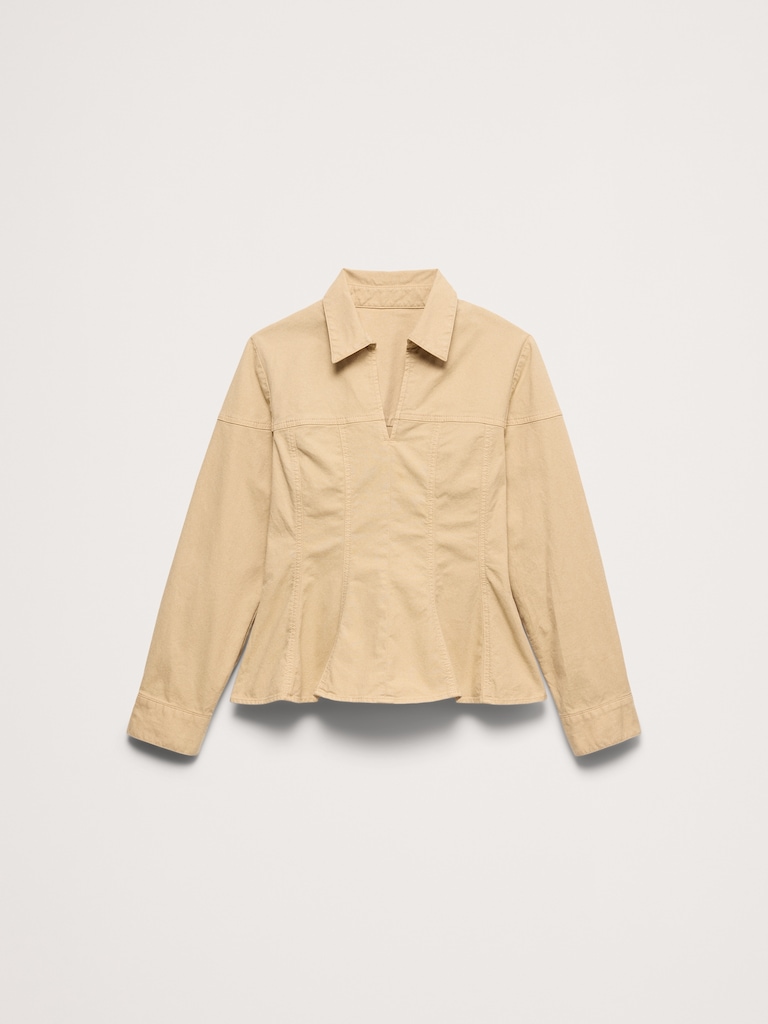 Stretch-Cotton Pleated-Waist Top