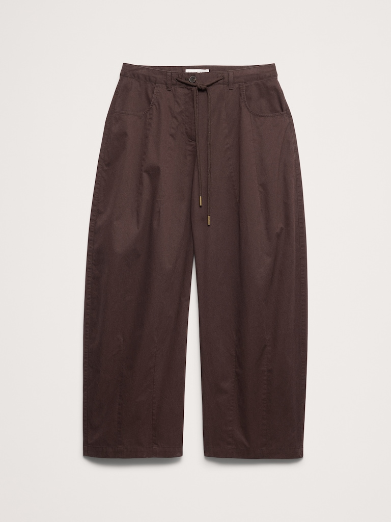 Mid-Rise Barrel Cotton Poplin Pant