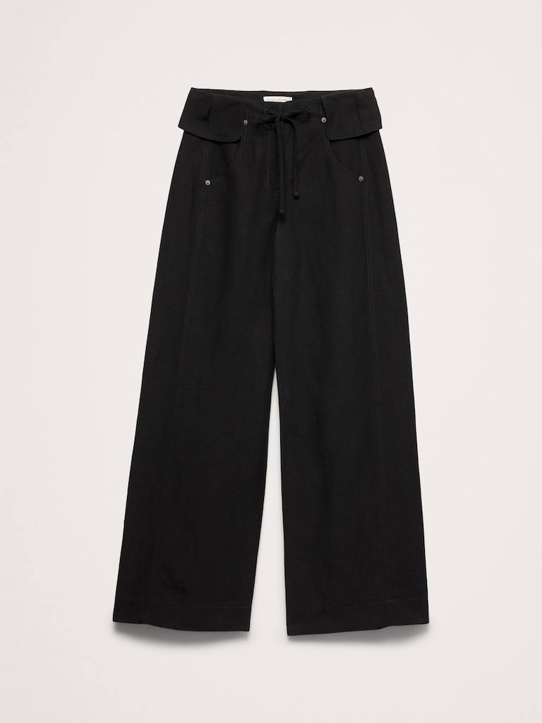 Wide-Leg TENCEL™-Linen Pant with Foldover Waistband