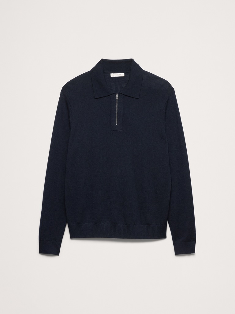 Merino Zip-Up Sweater Polo