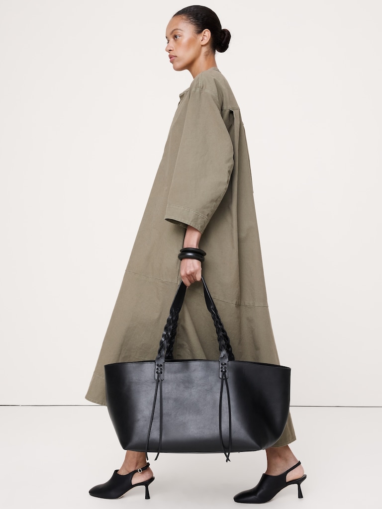 Cotton Canvas Popover Maxi Dress