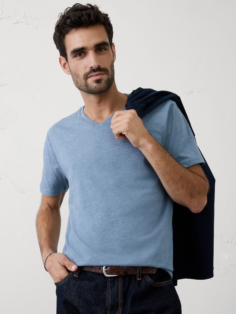 Standard-Fit Premium Wash V-Neck Shirt