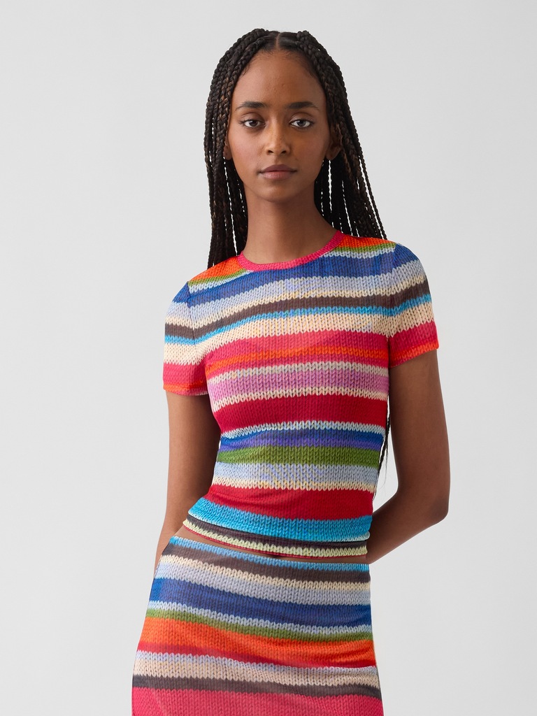 GapStudio Happy Stripe Sheer T-Shirt