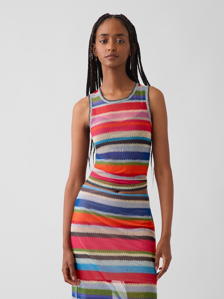 GapStudio Happy Stripe Sheer Tank Top