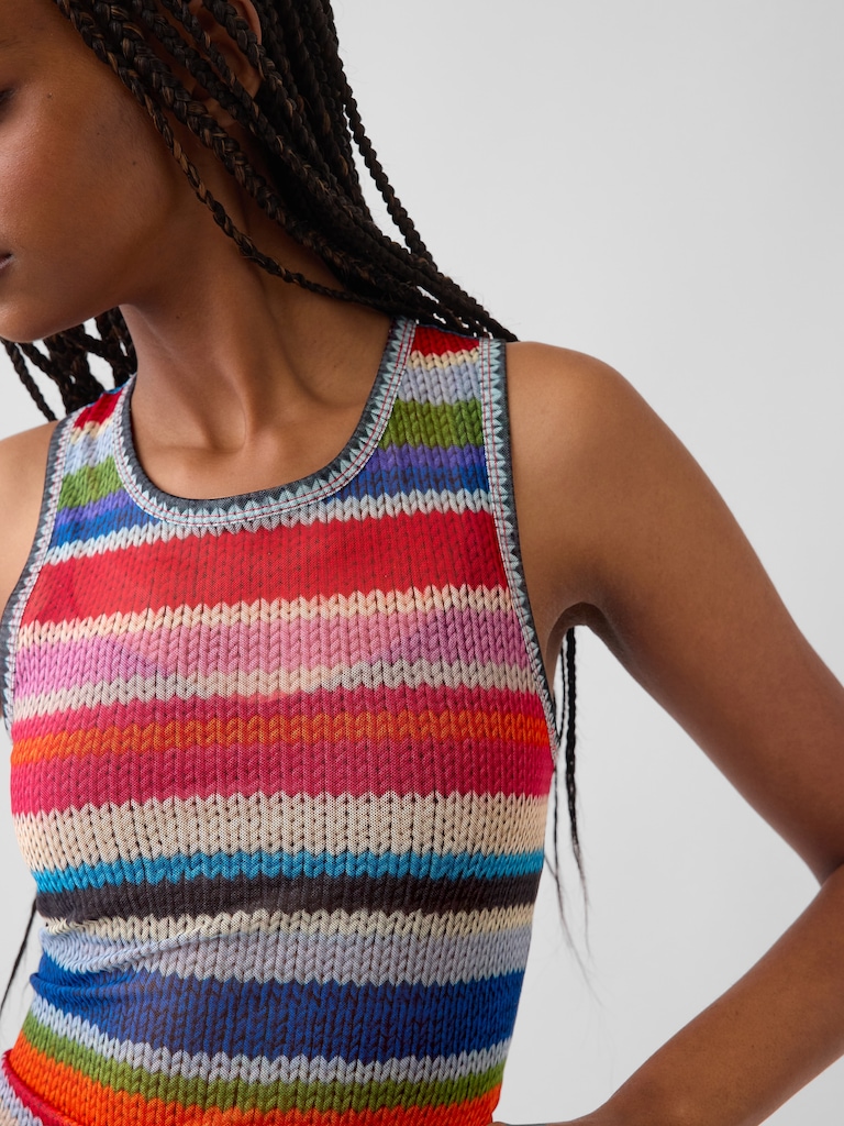 GapStudio Happy Stripe Sheer Tank Top