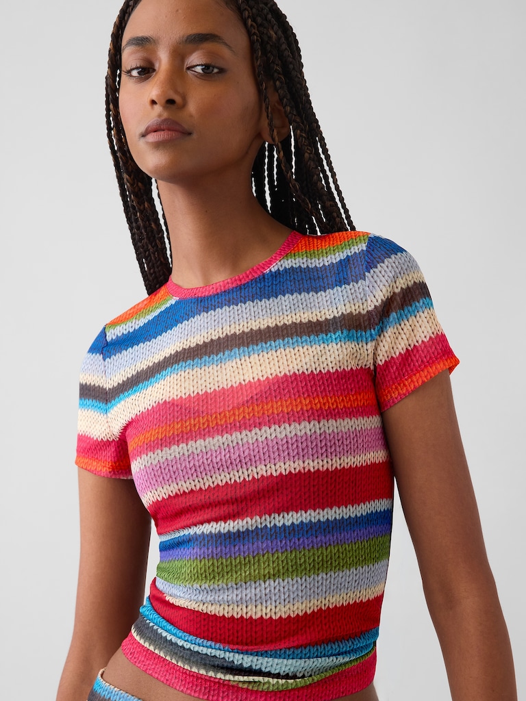 GapStudio Happy Stripe Sheer T-Shirt