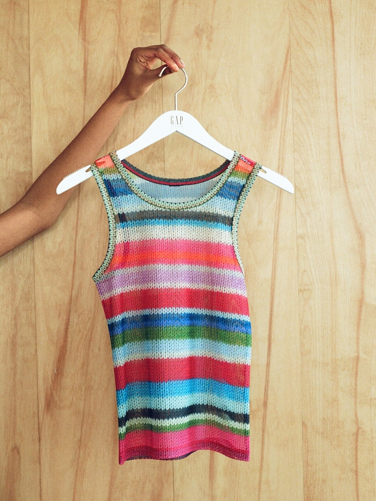 GapStudio Happy Stripe Sheer Tank Top