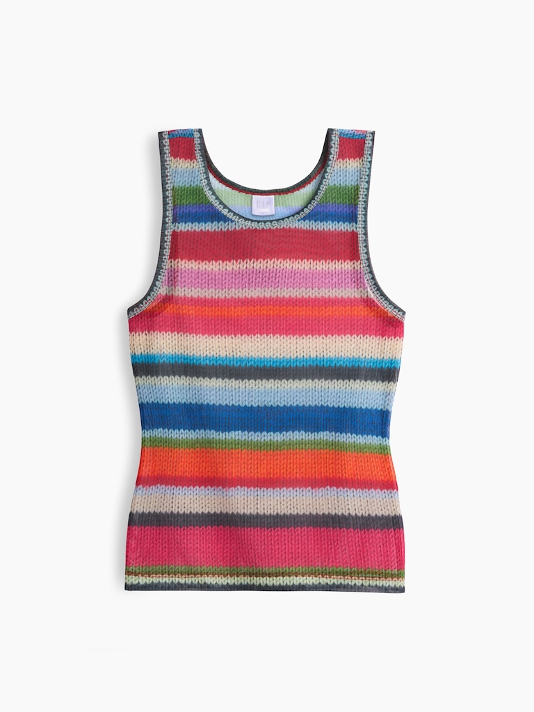 GapStudio Happy Stripe Sheer Tank Top