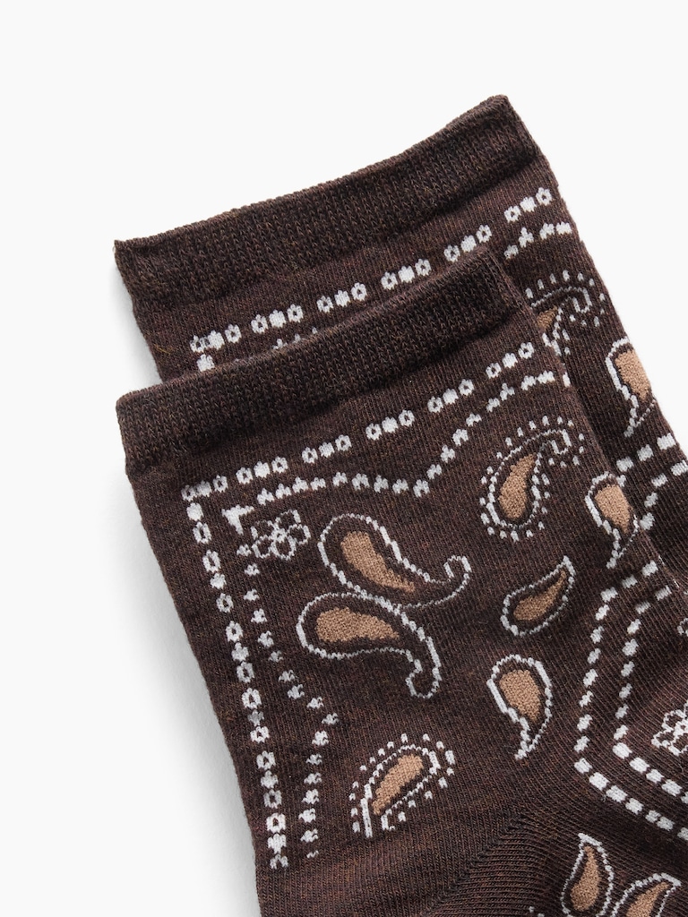 Paisley Half Crew Socks