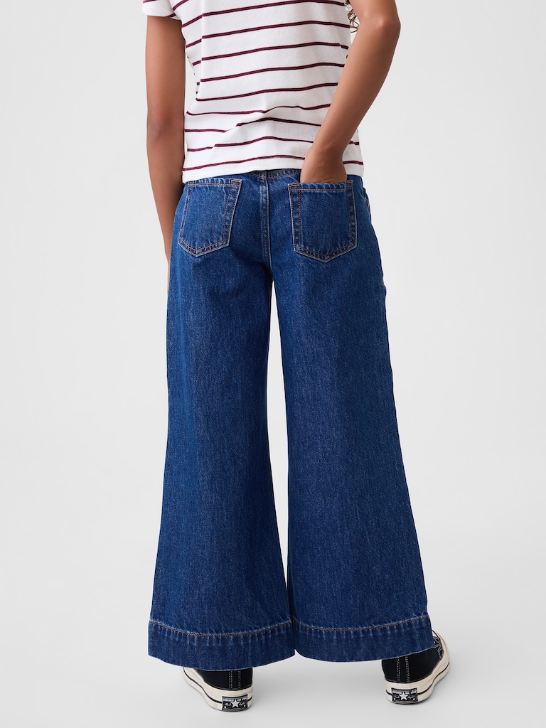 Kids High Rise Stride Wide-Leg Ankle Jeans