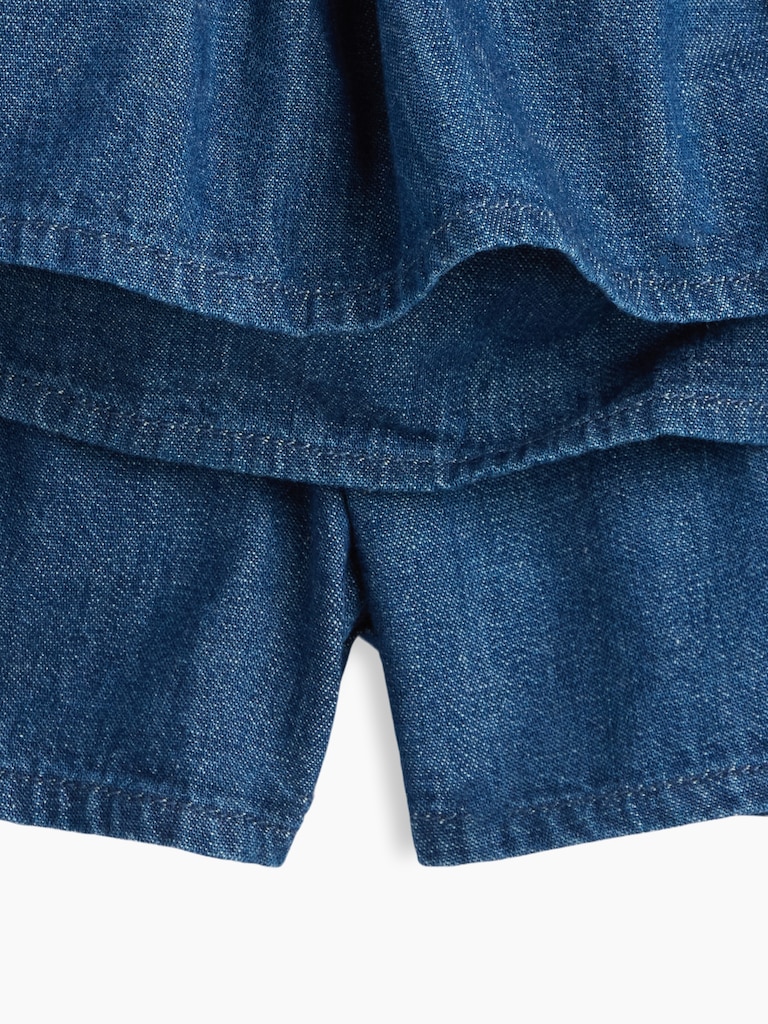 Kids Denim Smocked Mini Skort