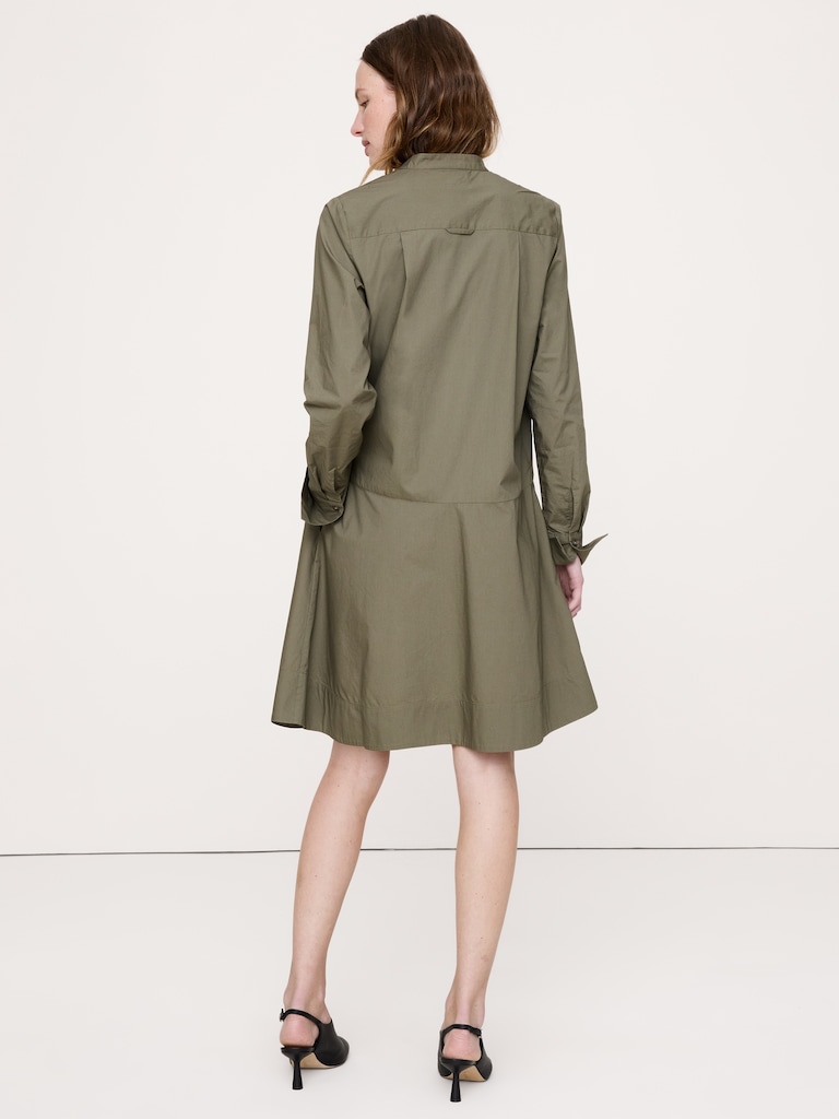 Cotton Trapeze Mini Shirt Dress