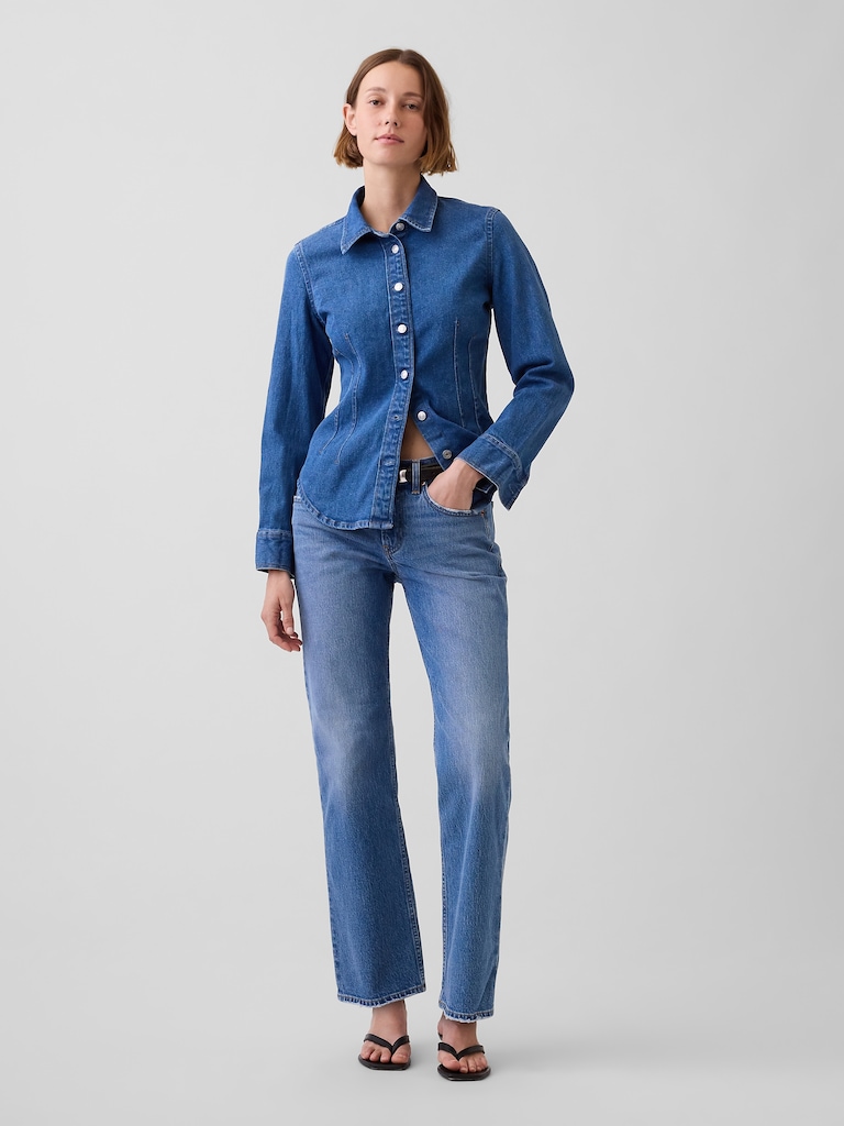Mid Rise Relaxed Straight Jeans