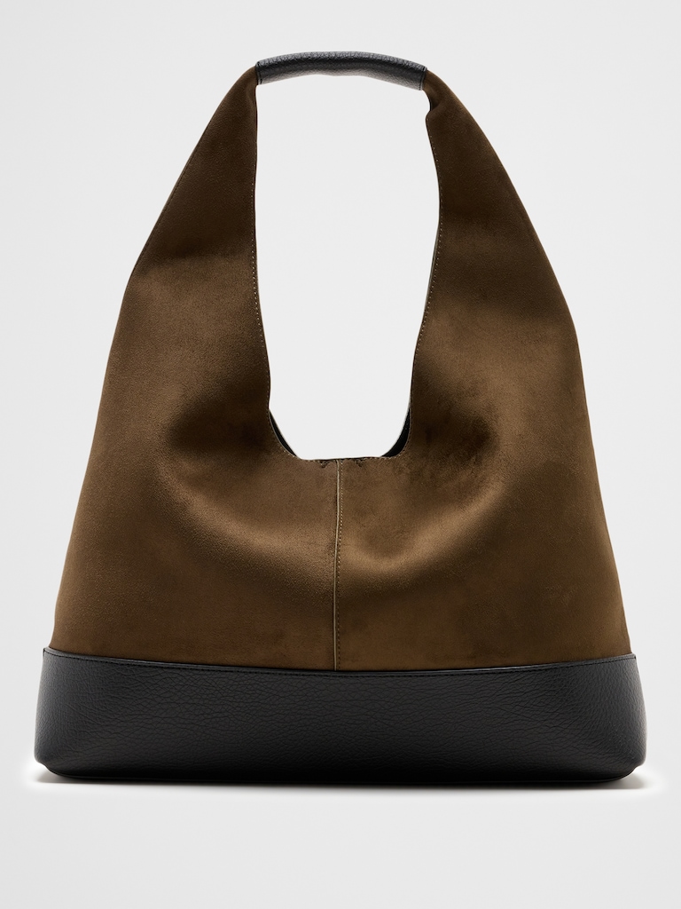 Vegan Suede Mixed Media Medium Slouchy Tote