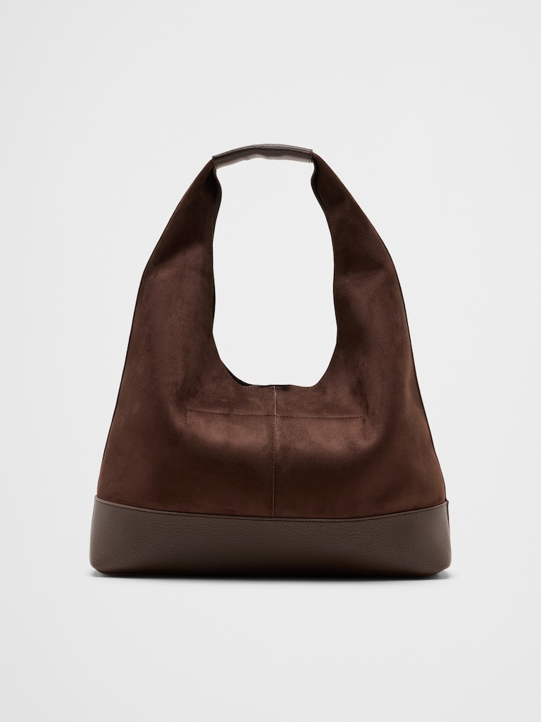 Vegan Suede Mixed Media Medium Slouchy Tote