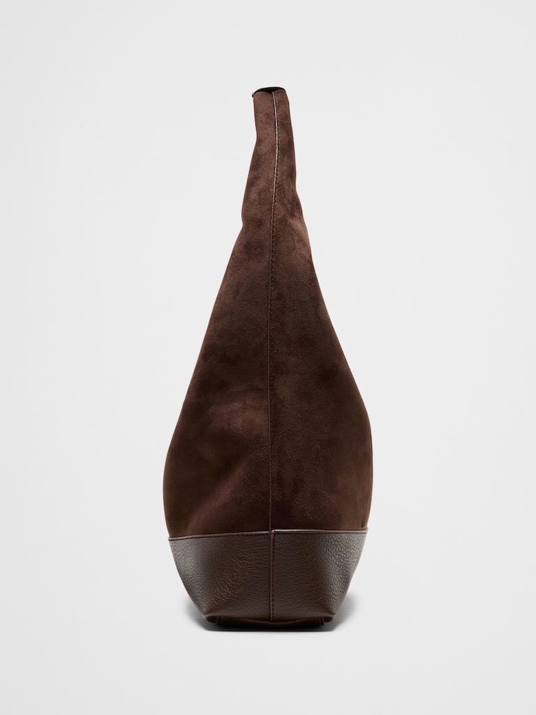 Vegan Suede Mixed Media Medium Slouchy Tote
