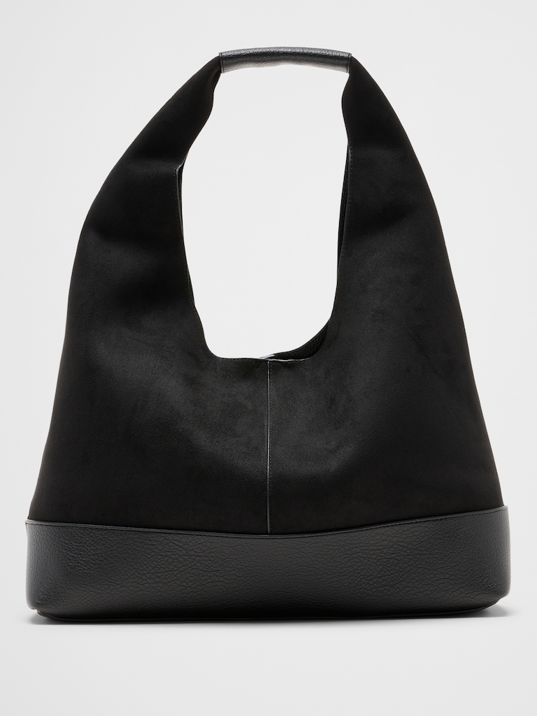 Vegan Suede Mixed Media Medium Slouchy Tote