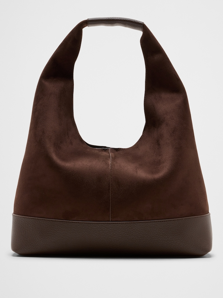 Vegan Suede Mixed Media Medium Slouchy Tote