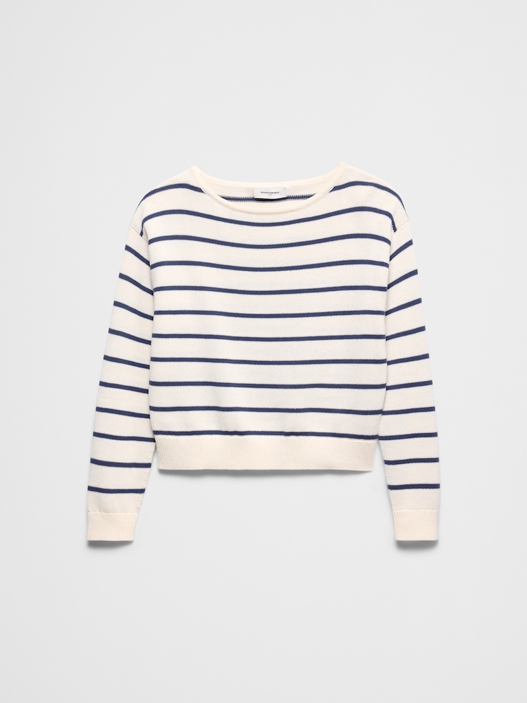 Cotton Striped Boat-Neck Sweater