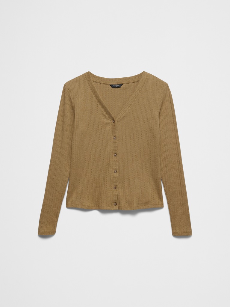 Pointelle Ribbed Cardigan