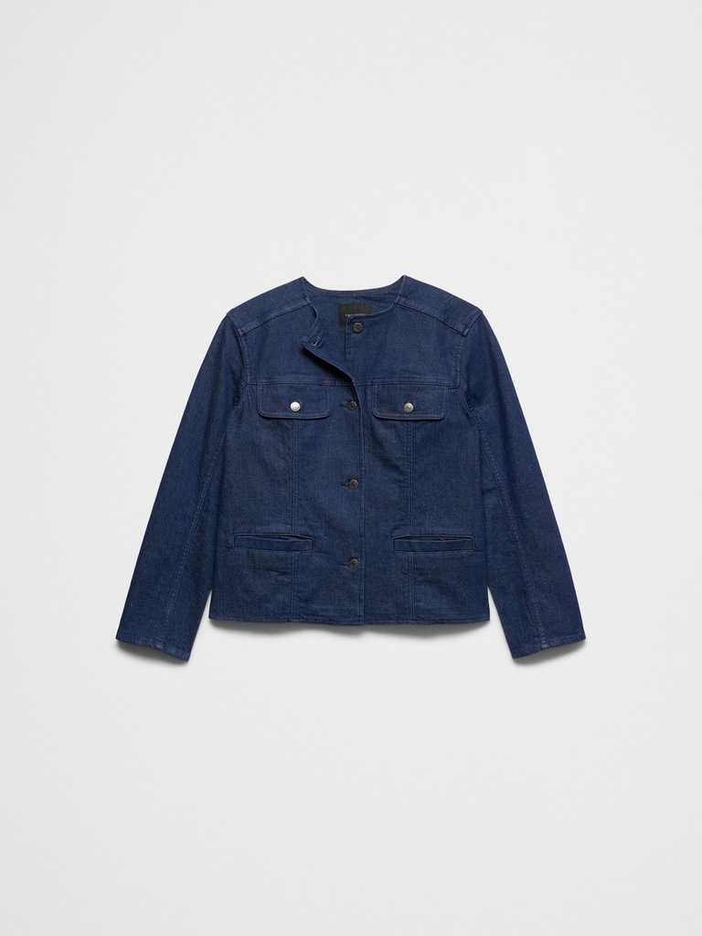 Denim Collarless Jacket