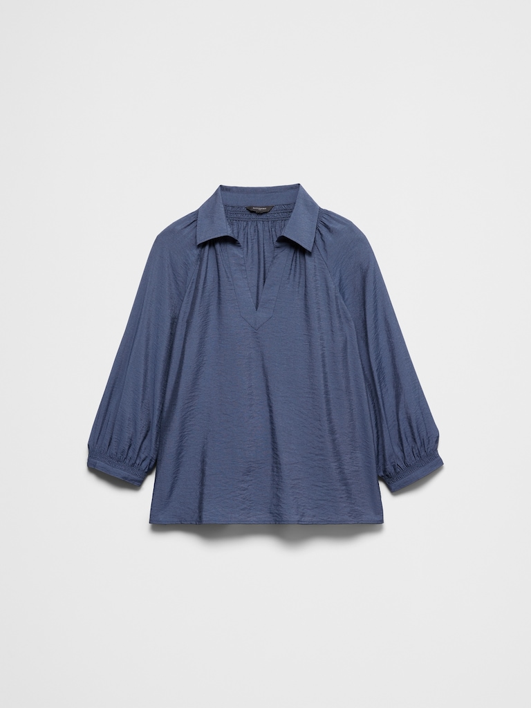 Collared Gathered Top