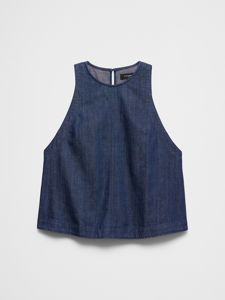 Denim High-Neck Top
