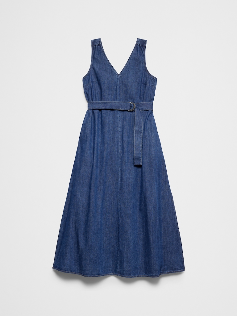 Chambray Belted Maxi Dress