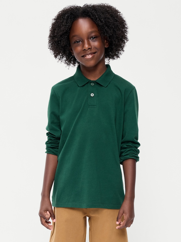 Polo d’uniforme scolaire à manches longues pour garçon