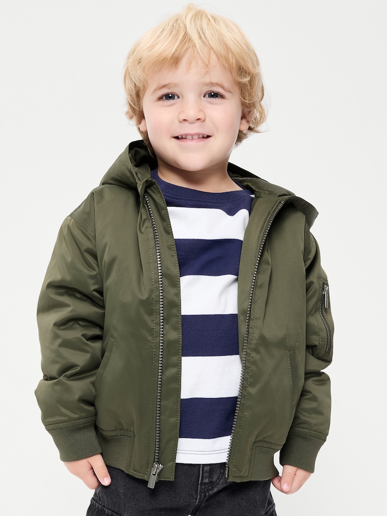 Blouson d’aviateur surdimensionné hydrorésistant en satin pour tout-petit