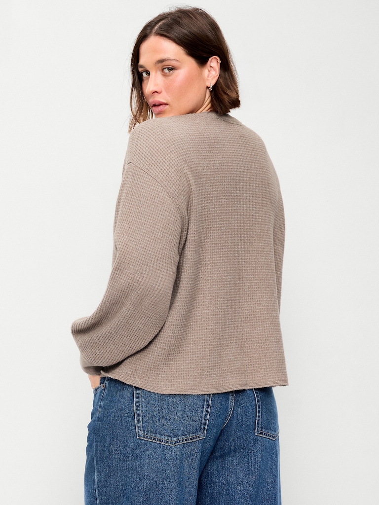 Long-Sleeve Crew-Neck Henley T-Shirt
