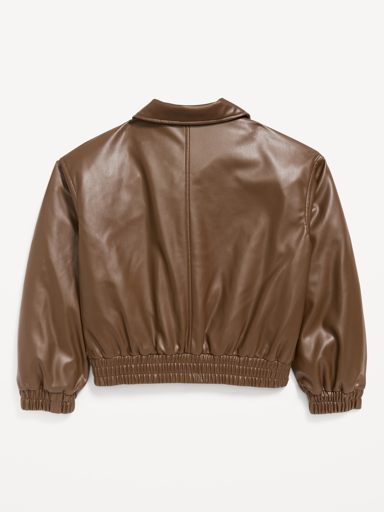 Blouson d’aviateur surdimensionné hydrorésistant en similicuir pour fille