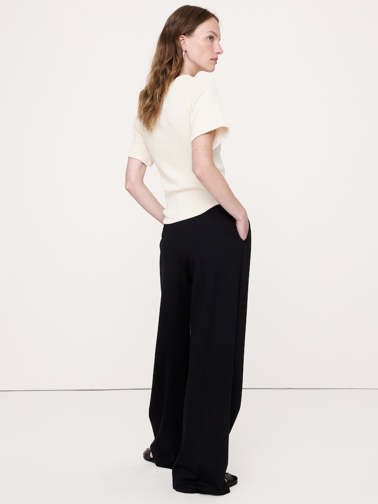 Ribbed Stretch-Cotton Scoop-Neck T-Shirt