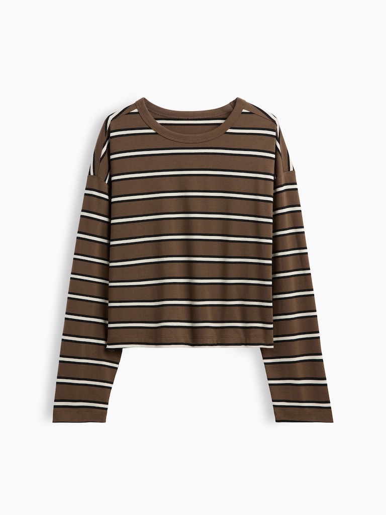 Knit Oversized Crop T-Shirt