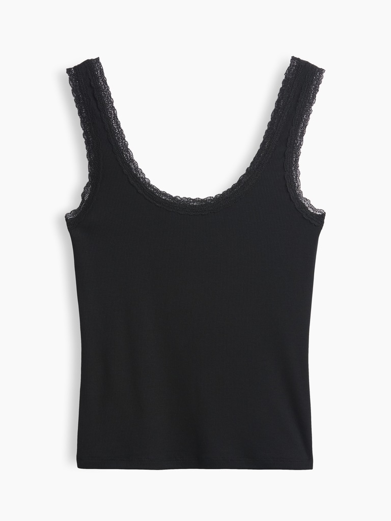 Mini Rib Lace-Trim PJ Tank Top