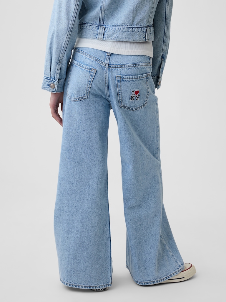 Kids Low Rise Embroidered I Heart NY Baggy Jeans