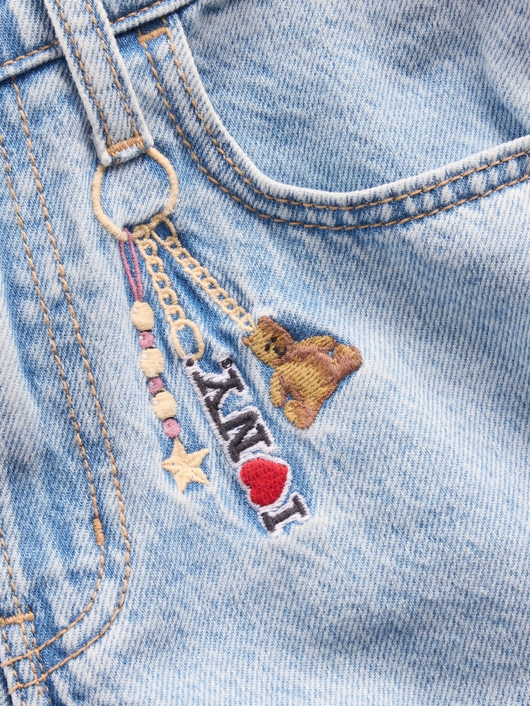 Kids Low Rise Embroidered I Heart NY Baggy Jeans