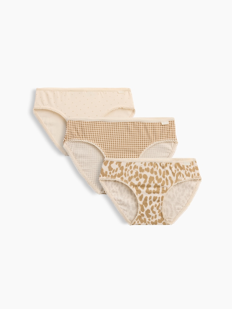 Culotte bikini en coton biologique extensible à motif pour Enfant (paquet de 3)