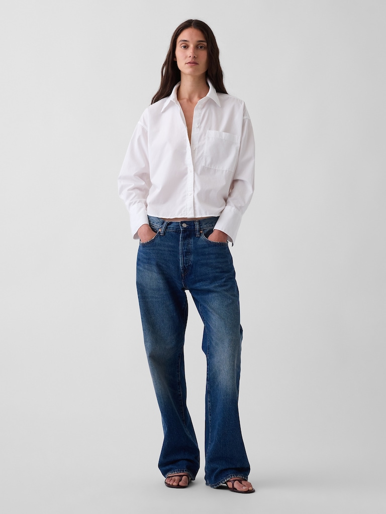 Organic Cotton Poplin Oversized Crop Shirt