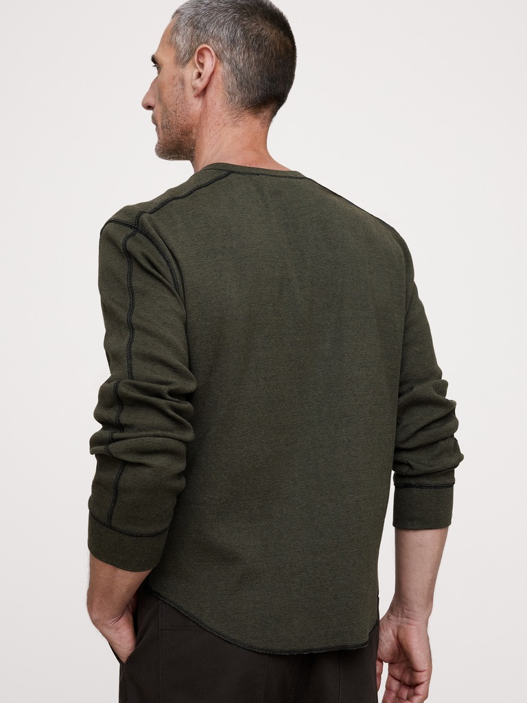 Ribbed Cotton Henley T-Shirt