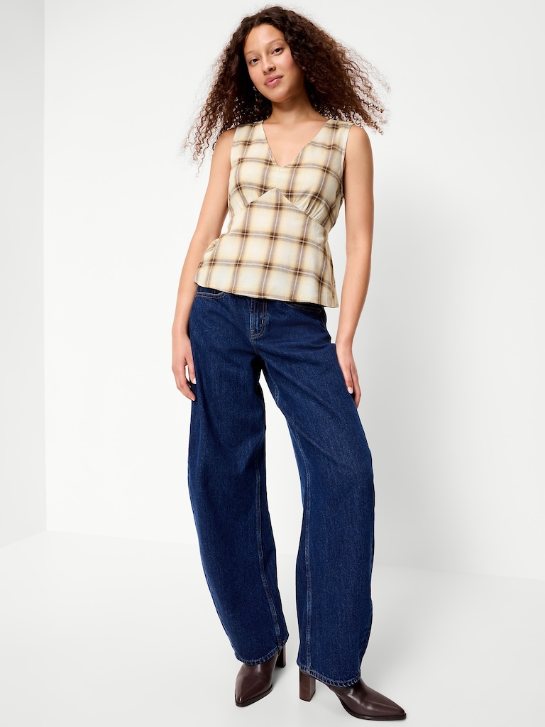 Sleeveless V-Neck Tie-Back Top